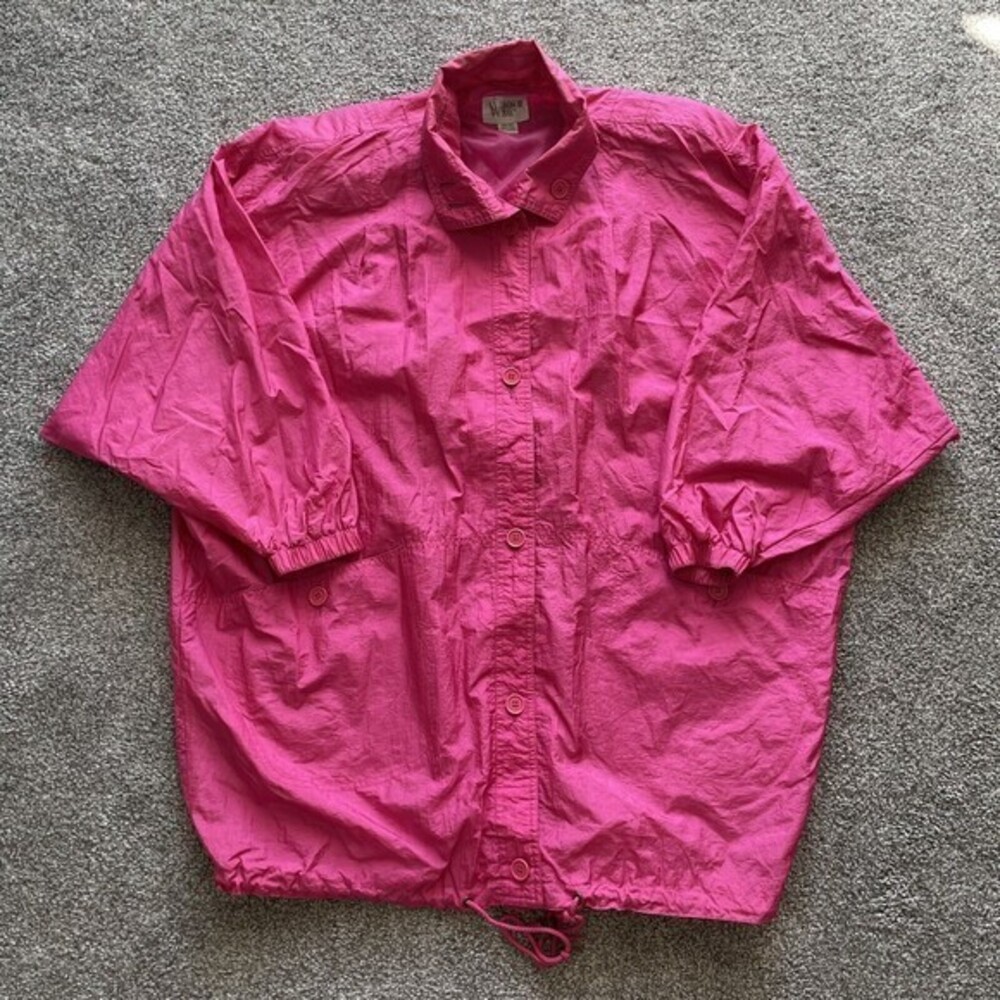Vintage Windsor Bay Pink Windbreaker Jacket Womens One Size Fits All 80s Pockets